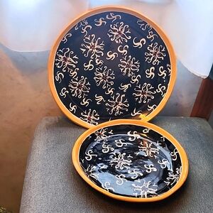 Black and Gold Ceramic Platters - set